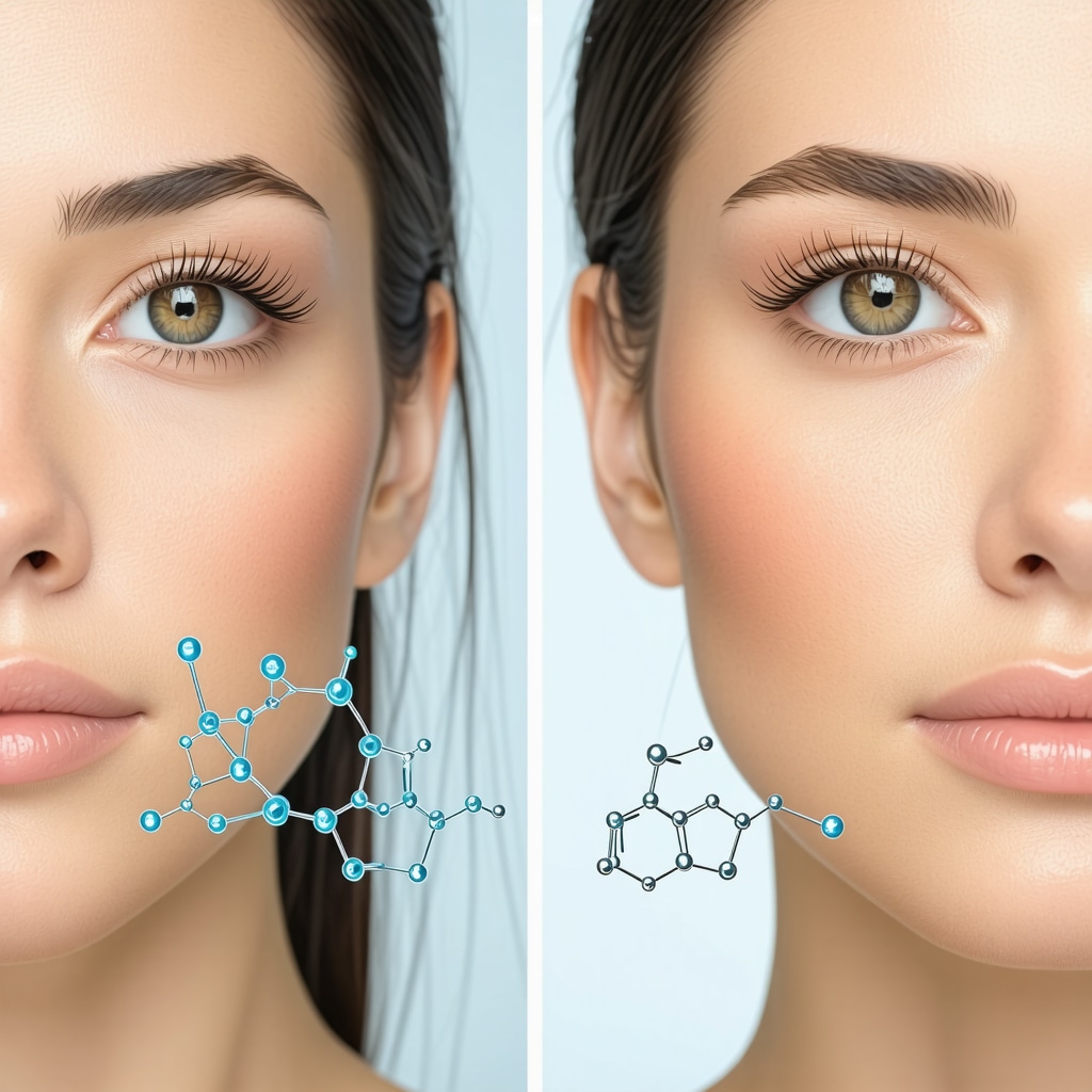 Diagram showing conjugated linoleic acid molecules in tallow and their role in promoting skin regeneration and reducing inflammation.