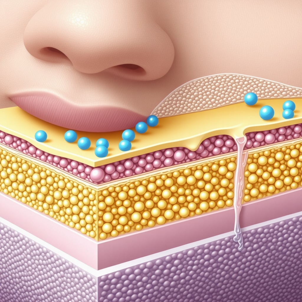 Scientific diagram of skin layers showing integration of tallow cream lipids into skin barrier structure