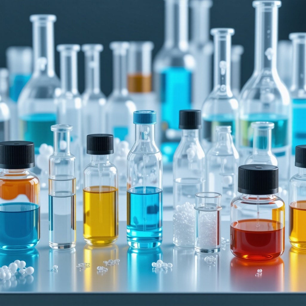 Scientific laboratory with molecular models and skincare research tools