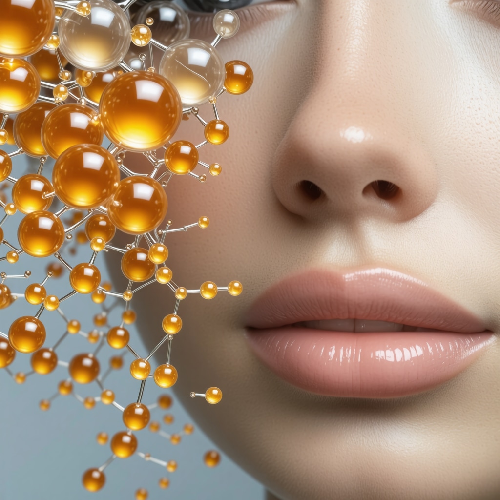 Illustration of lipid nanoparticles encapsulating vitamins for skin absorption in tallow-based creams