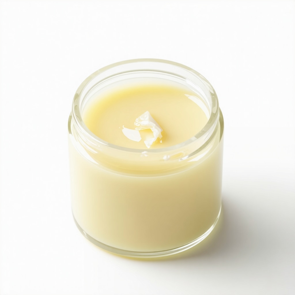 Close-up image of organic grass-fed beef tallow in a natural skincare setting