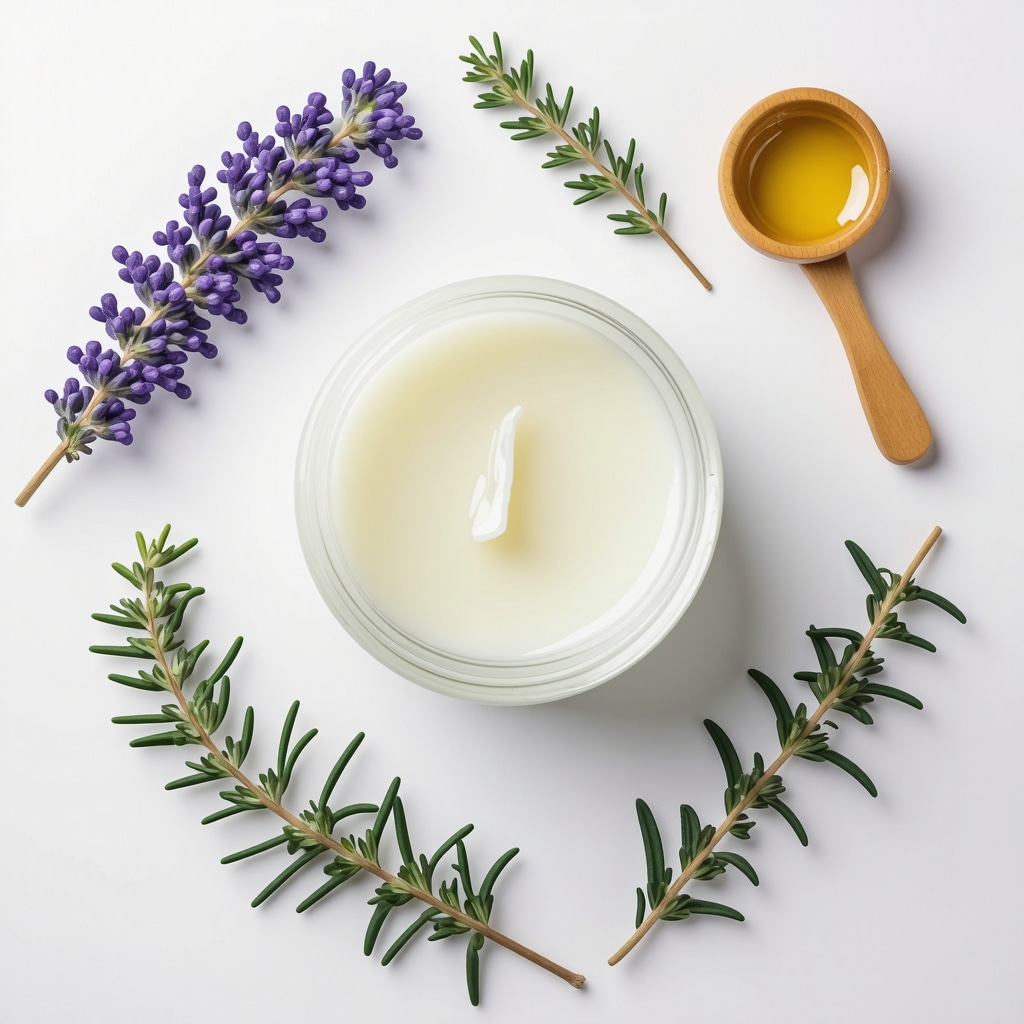 Jar of organic grass-fed tallow with herbs and skincare tools
