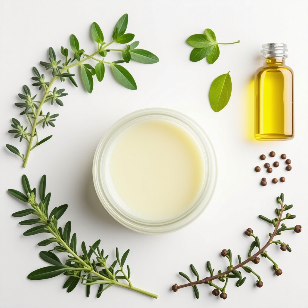 Jar of grass-fed beef tallow with herbs and essential oils for skincare