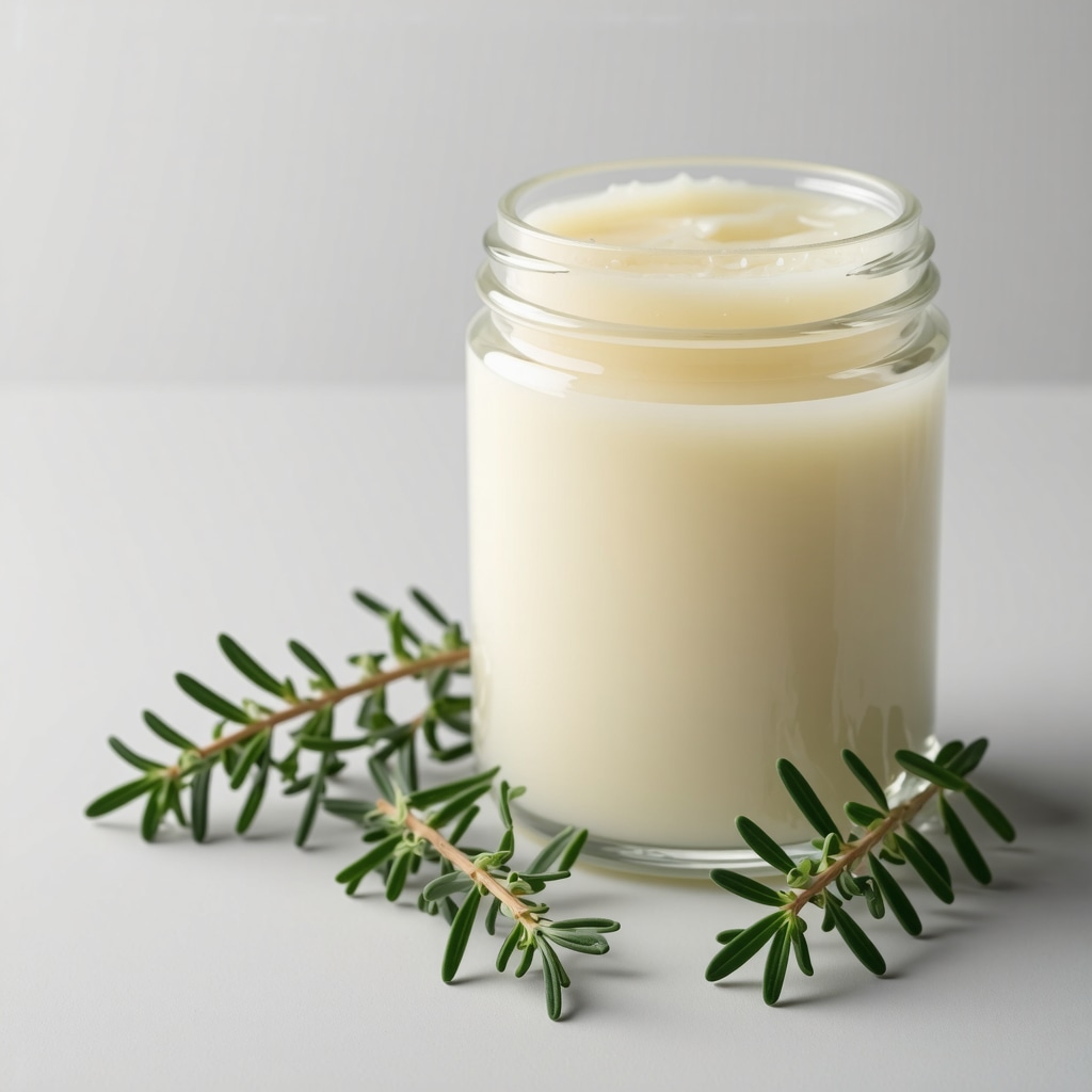 Jar of grass-fed tallow with herbs and oils for skincare