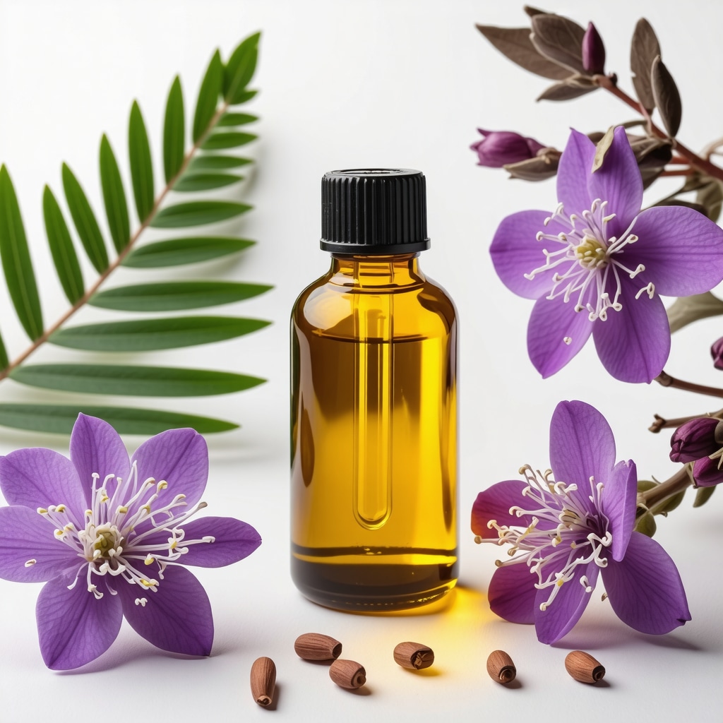 A detailed image of a homemade tallow skincare serum with botanical oils and essential oils, emphasizing natural ingredients.
