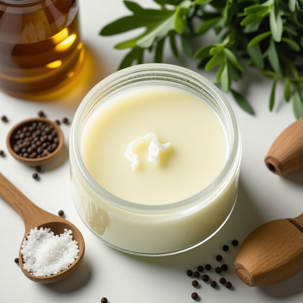 Jar of organic beef tallow with natural ingredients for skincare