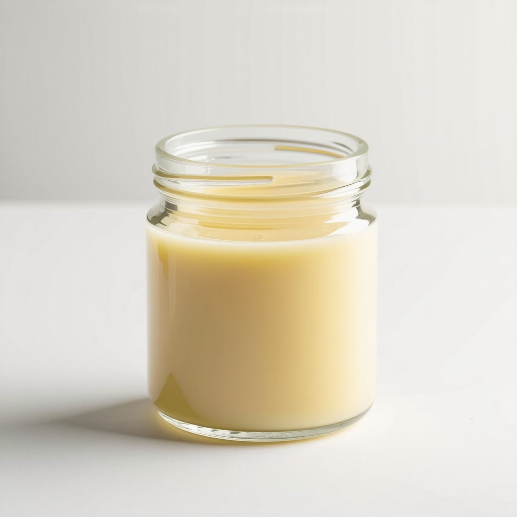 Organic grass-fed beef tallow in a jar, natural background, emphasizing purity and health benefits.