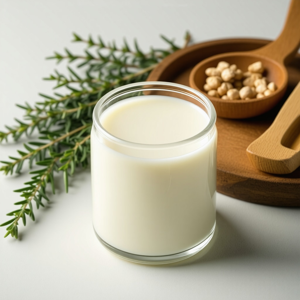 Jar of organic grass-fed beef tallow with natural background