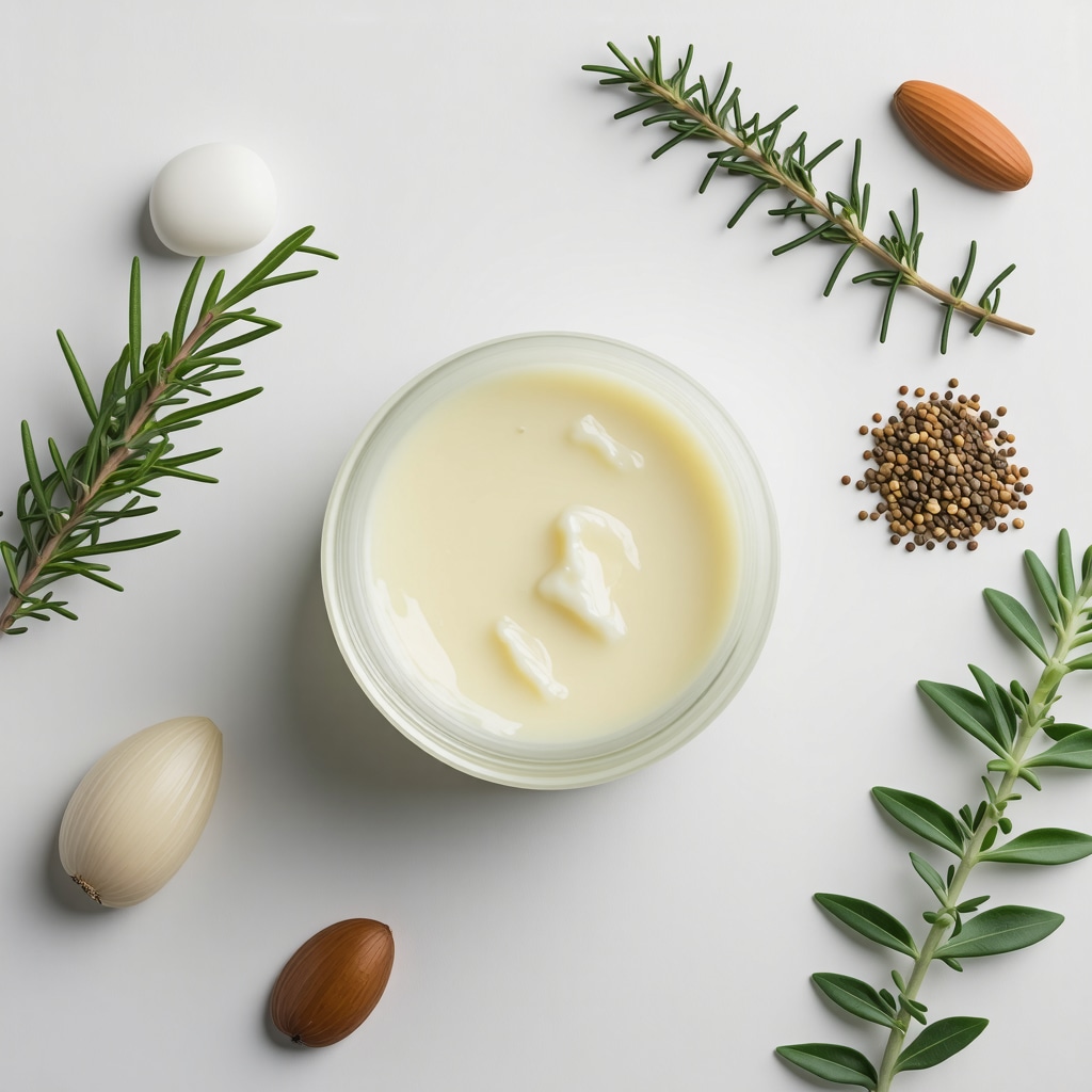 Jar of organic grass-fed beef tallow surrounded by natural skincare ingredients.