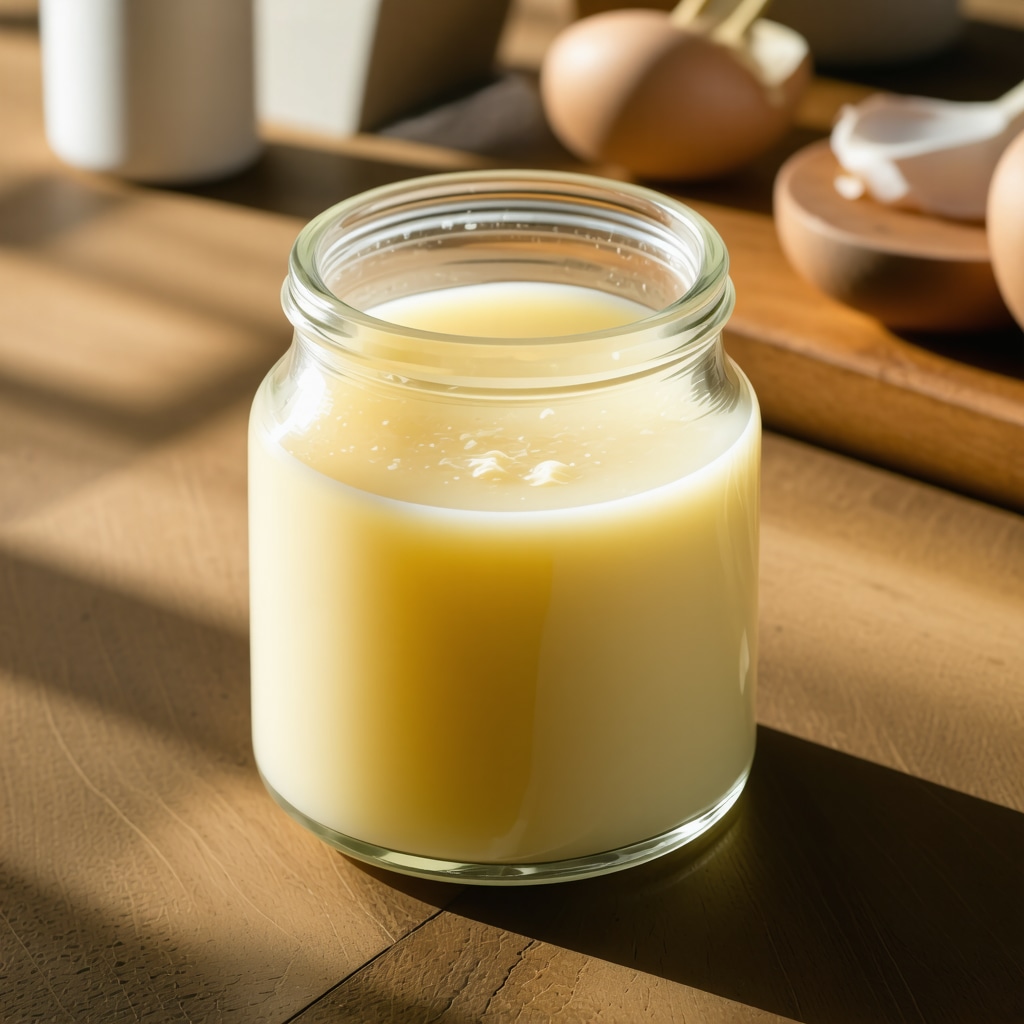 Close-up of organic grass-fed beef tallow in a glass jar, rustic setting