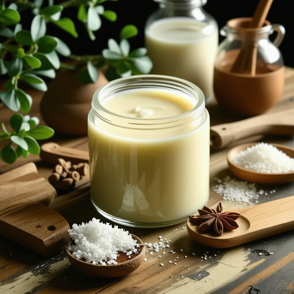 Jar of whipped organic tallow with herbs and oils in natural light