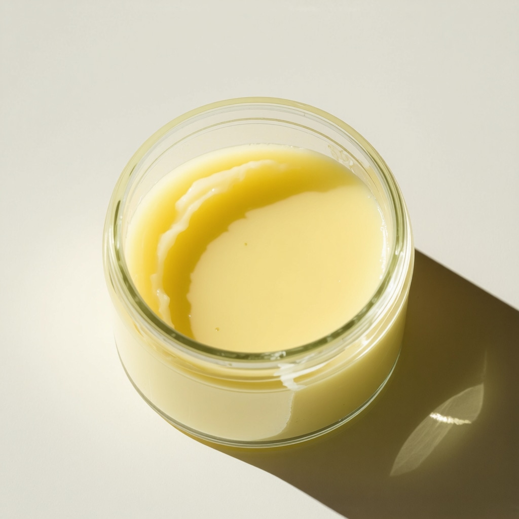 A jar of pure grass-fed beef tallow showcasing its natural, creamy appearance, ready for skincare use.
