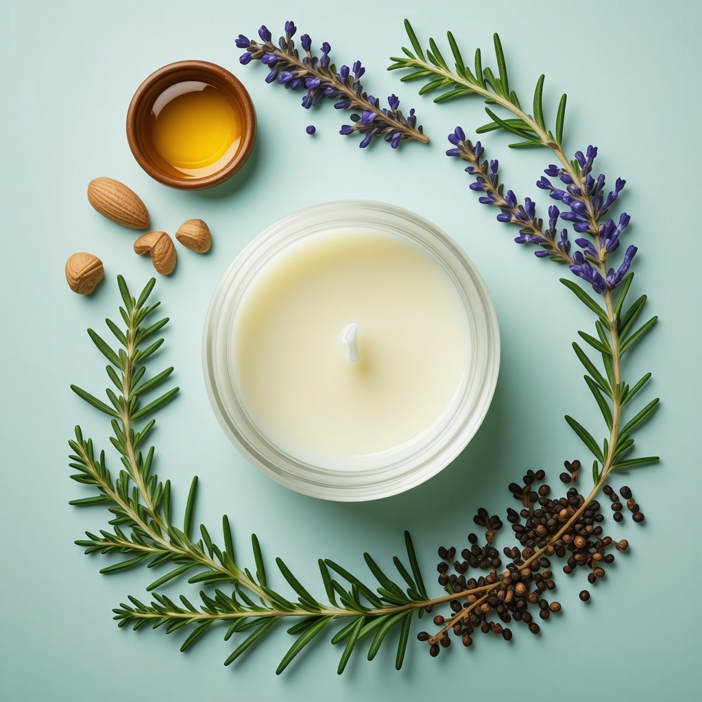 Jar of organic grass-fed tallow surrounded by herbs and natural ingredients, emphasizing purity and skincare benefits.