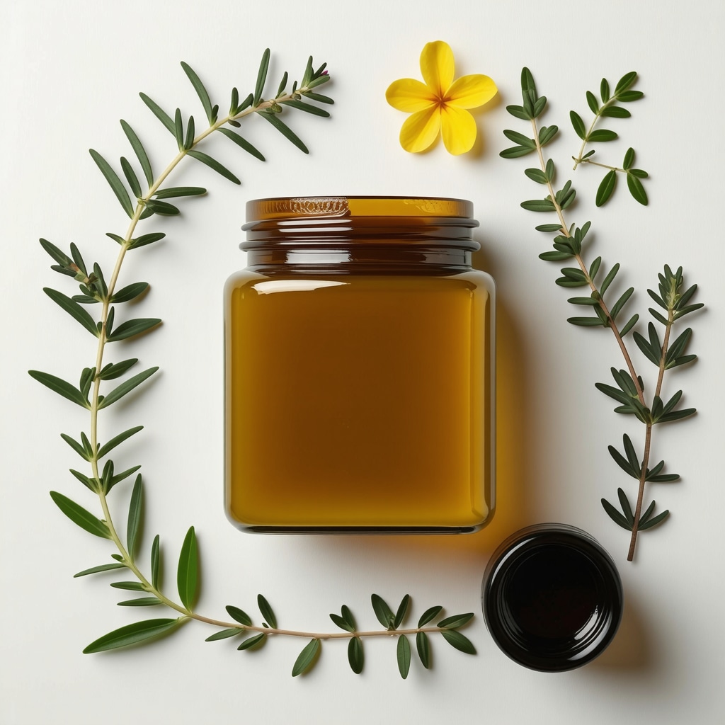 Close-up of a jar of grass-fed beef tallow with herbs and natural oils