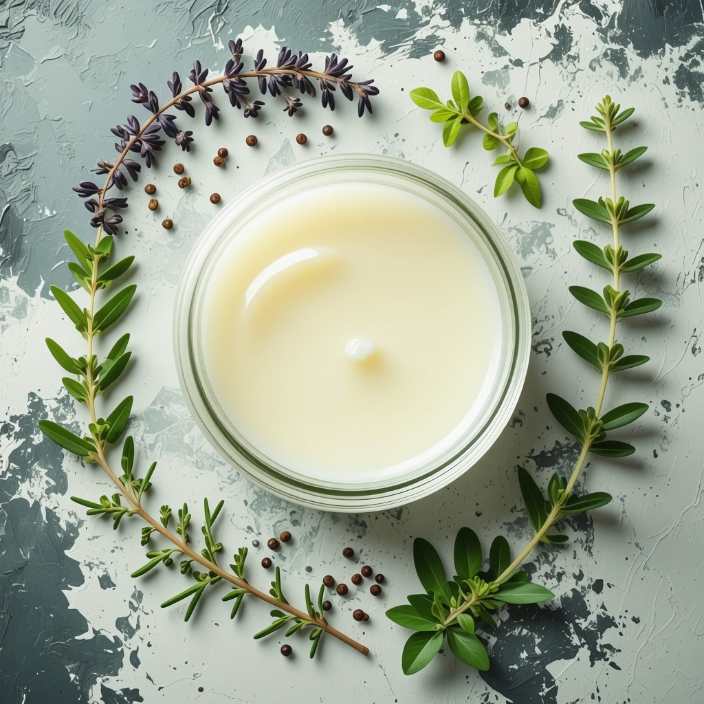 A well-crafted jar of grass-fed beef tallow with herbs, symbolizing natural skincare