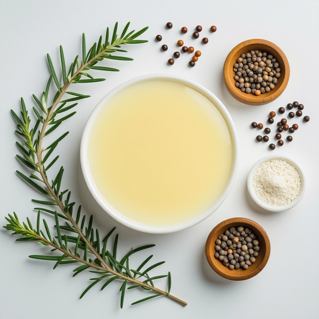 Close-up of raw grass-fed beef tallow and herbs for skincare
