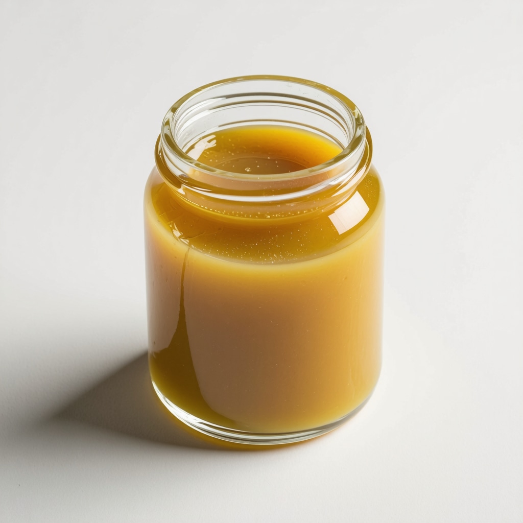 Close-up of grass-fed beef tallow in a jar showing its texture and color.