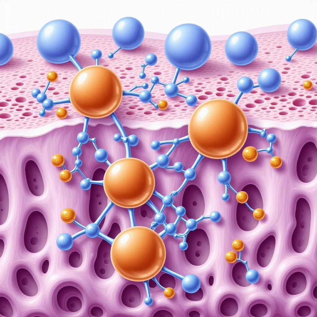 Diagram showing tallow fatty acids interacting with skin microbiome bacteria enhancing skin barrier