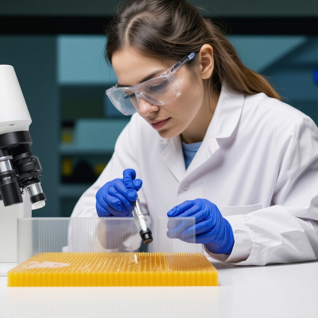 Laboratory scientist examining fatty acid composition of beef tallow for skincare research.