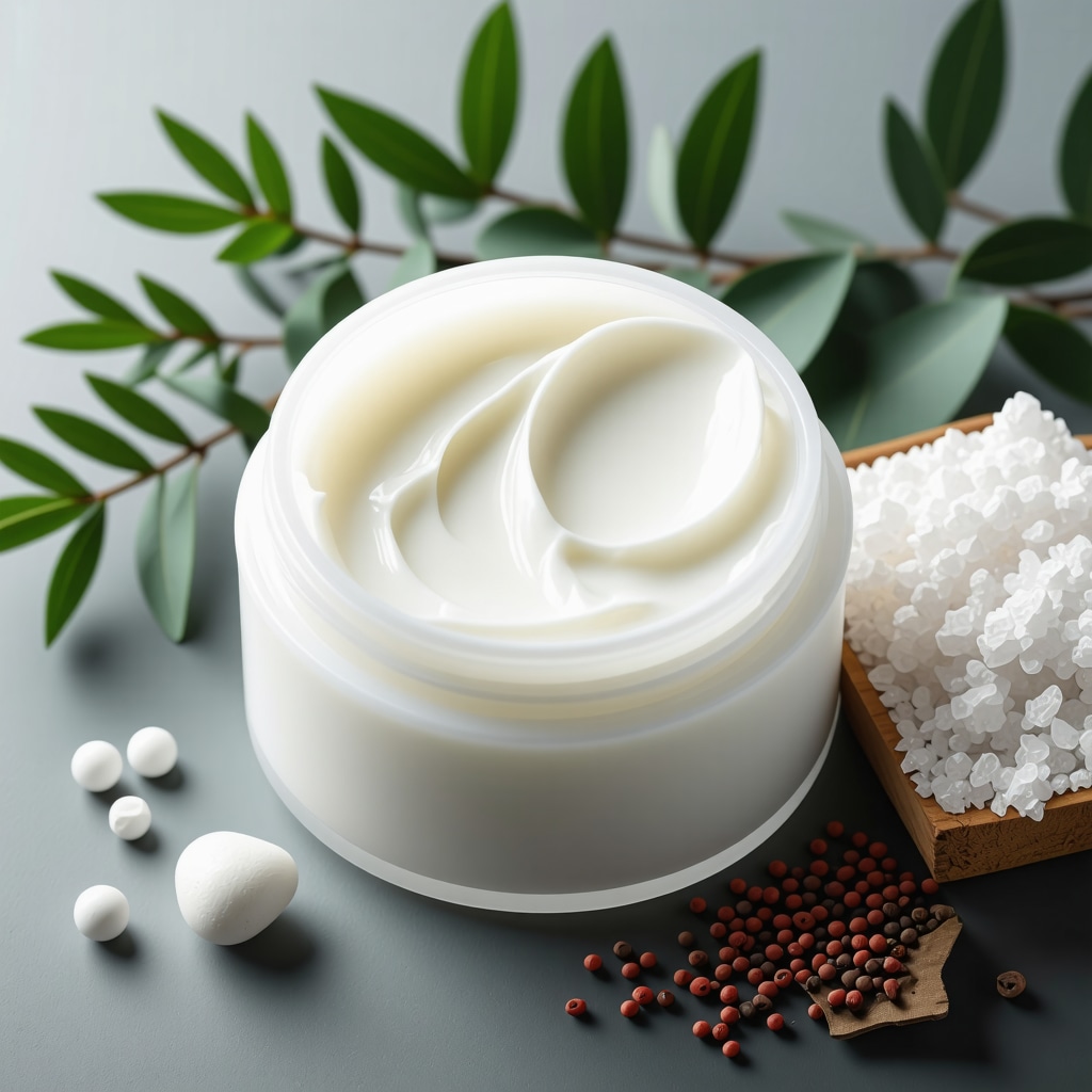 Jar of tallow cream with botanical and bioactive ingredient illustrations symbolizing skin barrier repair