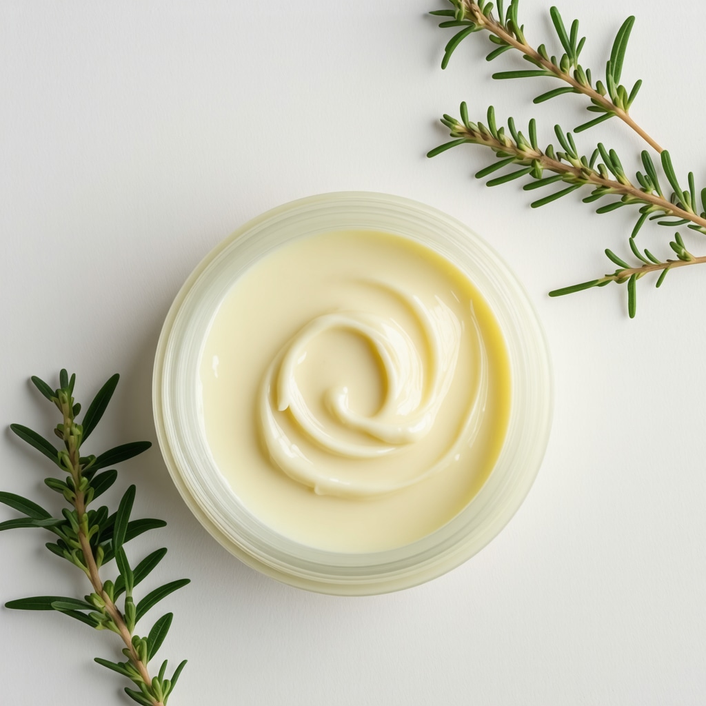 A jar of whipped grass-fed tallow infused with herbs, highlighting its smooth, creamy texture.