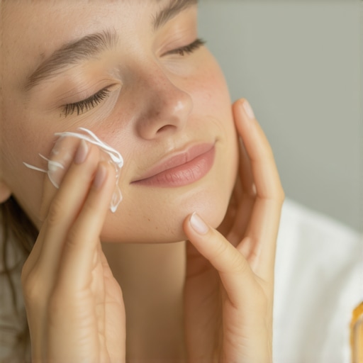 A person applying homemade tallow moisturizer to their face with care in a natural, cozy environment.