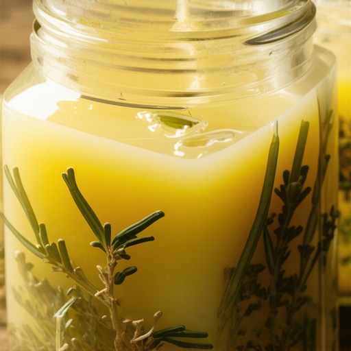 Close-up of grass-fed beef tallow jar with herbs, highlighting its purity and nutrient richness