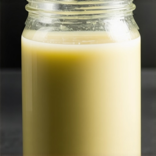 A jar of fresh grass-fed tallow stored in a dark, airtight container for skincare.