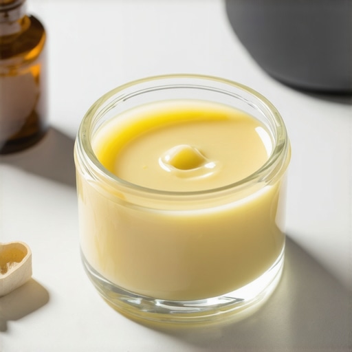 Organic grass-fed beef tallow in a skincare jar with natural ingredients