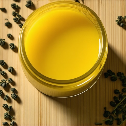 Close-up of herbal-infused tallow balm showcasing natural ingredients and texture