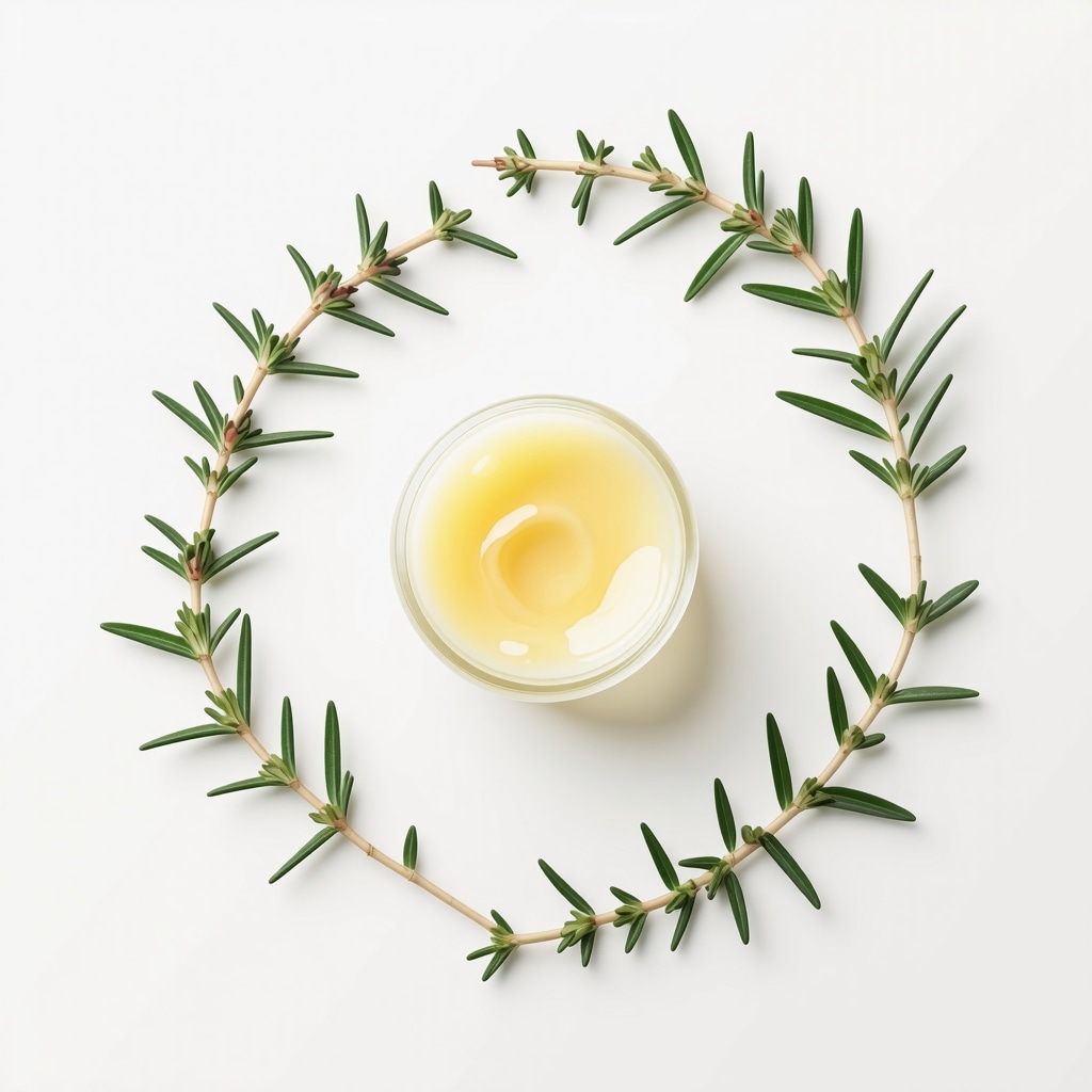 A sophisticated skincare product infused with herbs and encapsulated bioactives, highlighting advanced natural skincare technology.