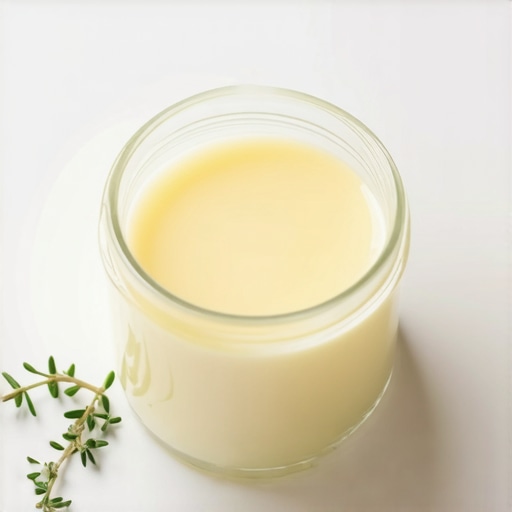 Organic grass-fed beef tallow with herbs and essential oils in a skincare setting