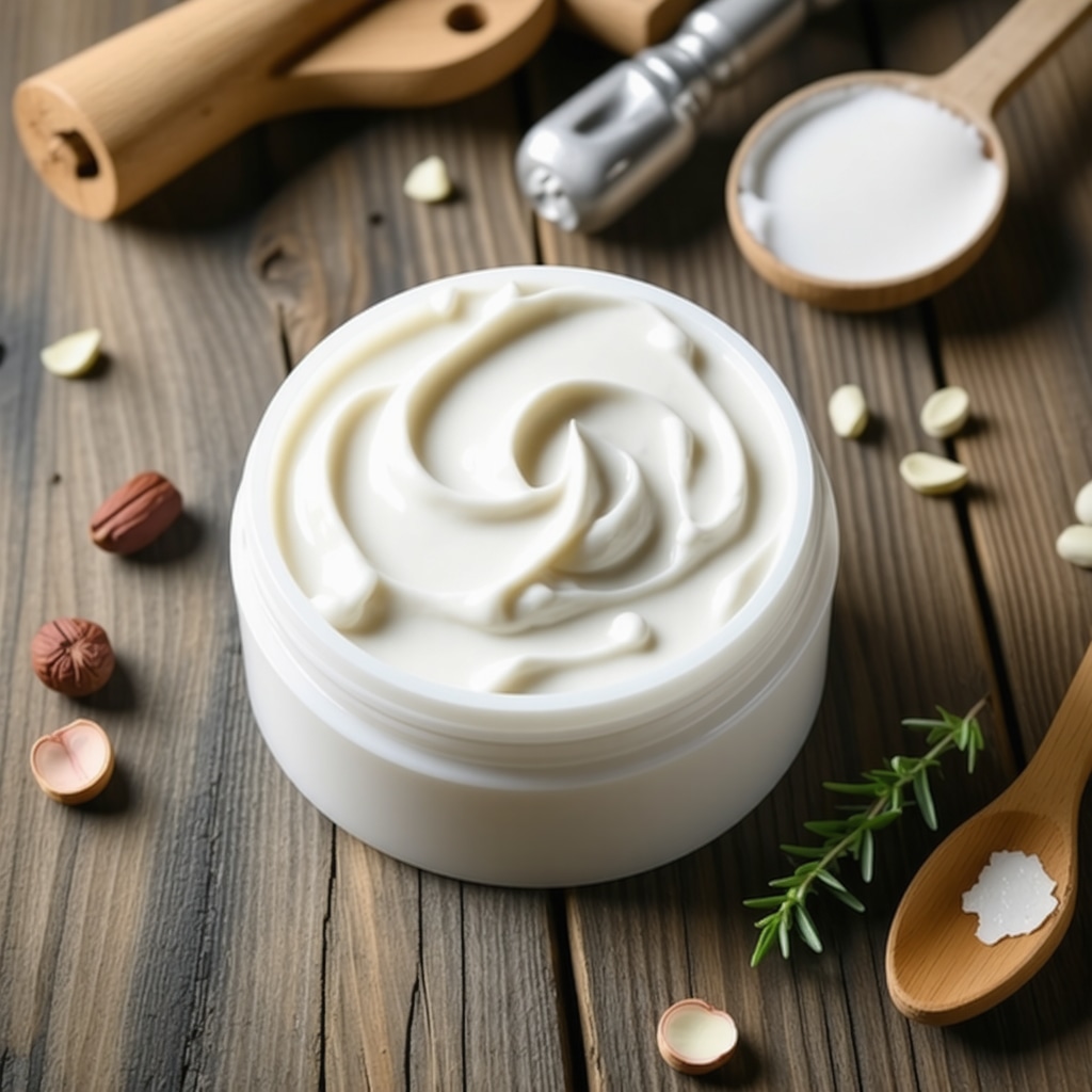 A jar of whipped tallow cream with natural ingredients for skincare