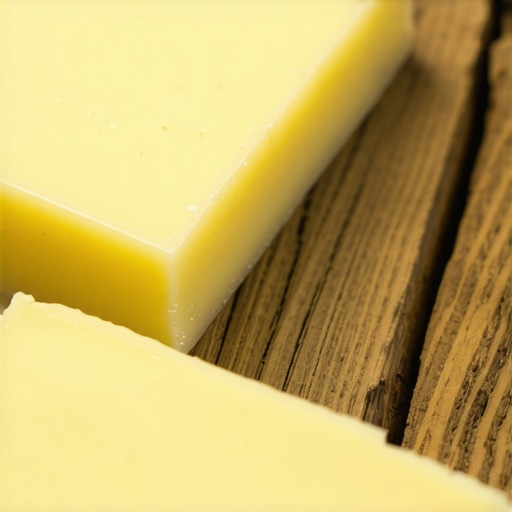 Natural Grass-Fed Tallow and Lanolin Close-up image of grass-fed tallow and lanolin on a wooden surface, highlighting natural textures and purity.