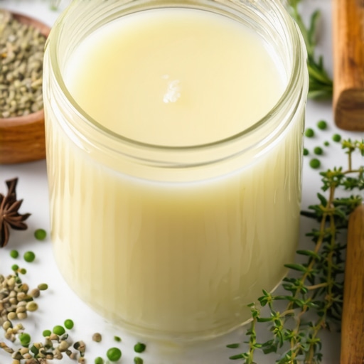 A jar of organic grass-fed beef tallow with herbs for skincare