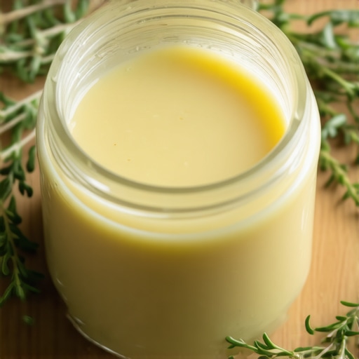 Natural organic beef tallow in a skincare jar with herbs and plants