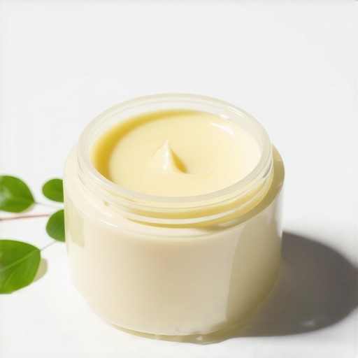 Close-up of a nourishing tallow balm infused with botanical oils, highlighting its natural and nutrient-rich qualities.