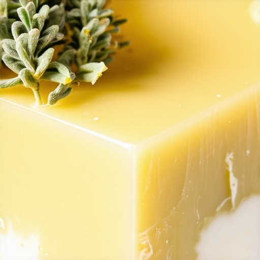 Macro shot of nutrient-rich grass-fed beef tallow infused with herbs, highlighting its texture and healing properties