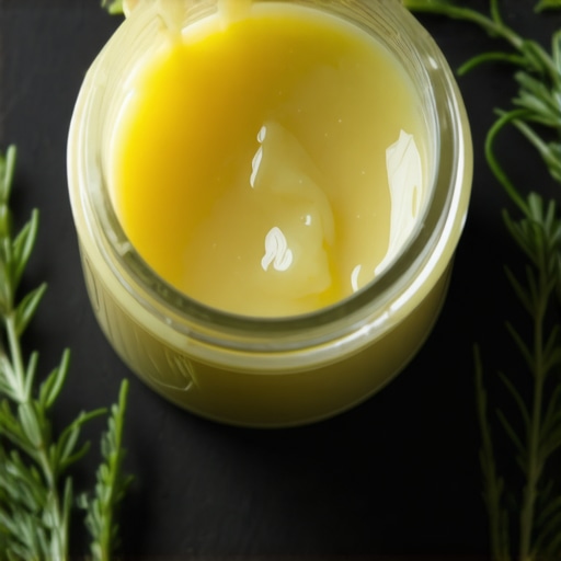 Jar of grass-fed beef tallow with herbs and botanicals