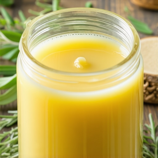 Infused Grass-Fed Tallow with Herbs for Skin Healing Jar of infused grass-fed tallow surrounded by herbs and skincare tools