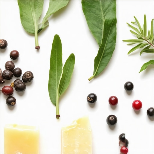 Close-up of beef tallow and herbs used in natural skincare