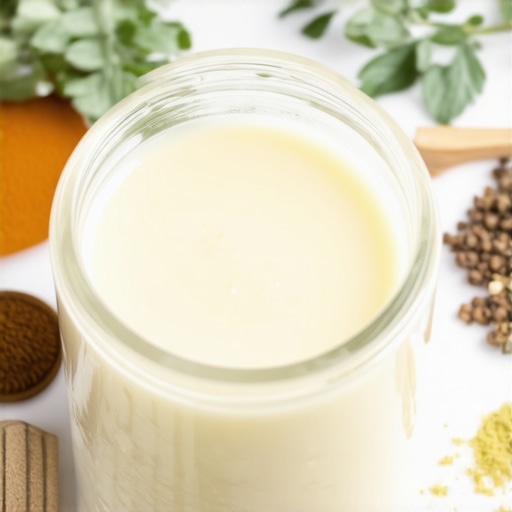 Close-up of grass-fed beef tallow in a jar with natural ingredients for skincare