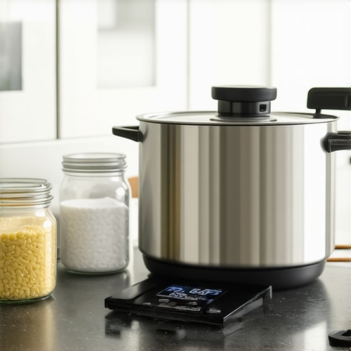 Arrangement of skincare tools including a digital scale, double boiler, and glass jars for homemade tallow creams.