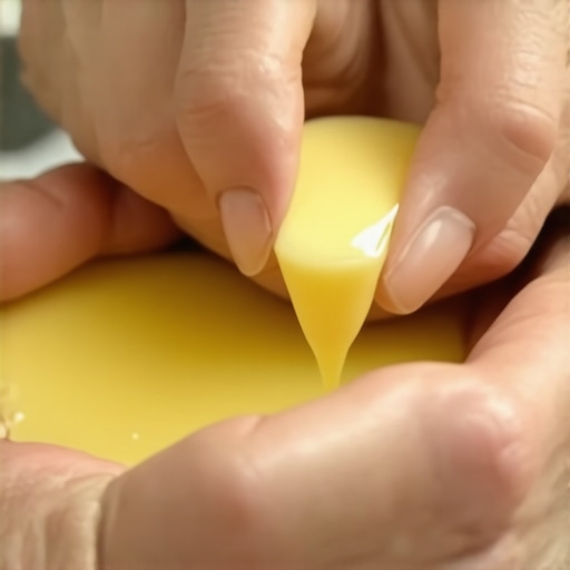Applying infused beef tallow on hands for skin healing
