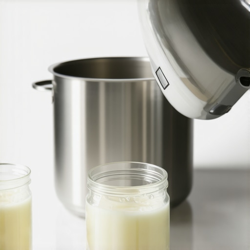 Stainless steel double boiler and hand mixer preparing whipped tallow in a jar, demonstrating essential tools for natural skincare routine