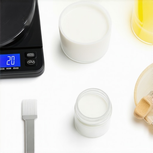 Tools and equipment for homemade tallow skincare on a tidy table.